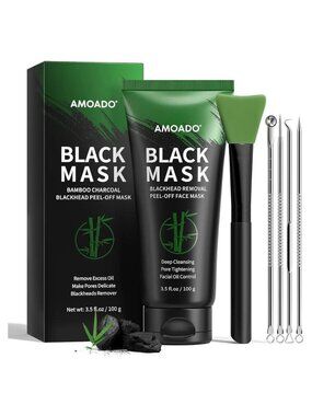 NEW Blackhead Remover Bamboo Charcoal Peel-Off Mask with tools